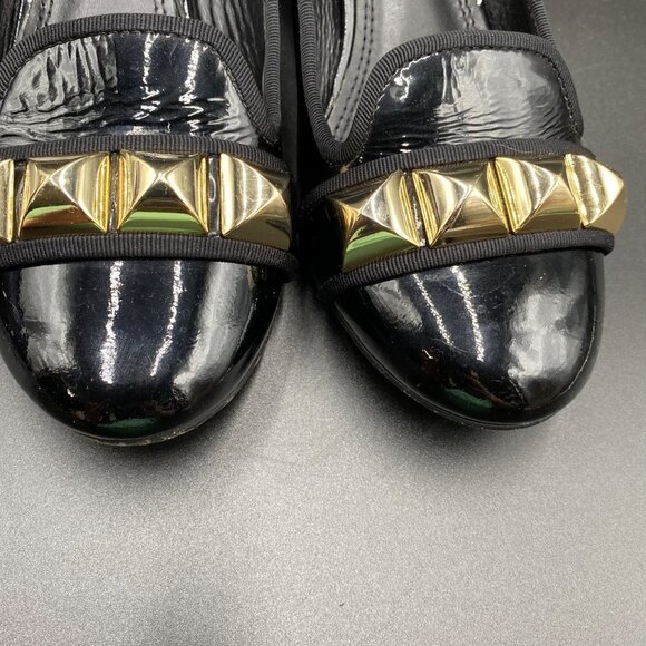 Tory Burch Asher Patent Studded Rockstud Pump Black Women's Size 6 - Picture 8 of 12